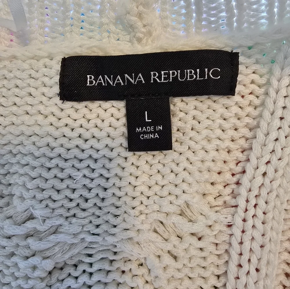 EUC Banana Republic Ivory Cable Knit Cardigan Sz L